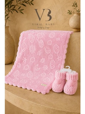 Marvielle Lüks 2'li Unisex Bebek Hediye Seti Kabartmalı Welsoft Peluş Battaniye & Pon - Bebek & Çocuk Battaniyesi