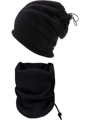 Unisex Siyah Polar Boyunluk & Bere