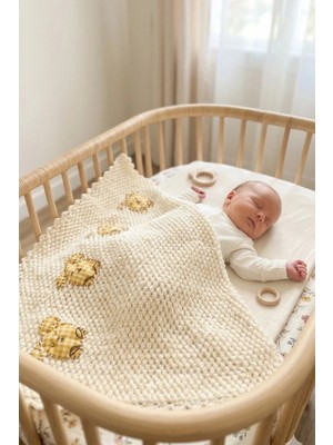 Marvielle Tığ Işlemeli Bebek Battaniyesi 75×70CM – Yumuşak Bebe Yünü, Tavşan Motif Iş - Bebek & Çocuk Battaniyesi