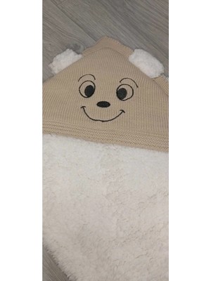Marvielle Triko Içi Wellsoftlu Yünlü Başlıklı Bebek Battaniyesi 70*100 cm - Bebek & Çocuk Battaniyesi