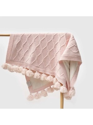 Marvielle Unisex 85 x 100 Püsküllü Yumuşak Triko Yenidoğan& Bebek Battaniyesi - Hediy - Bebek & Çocuk Battaniyesi