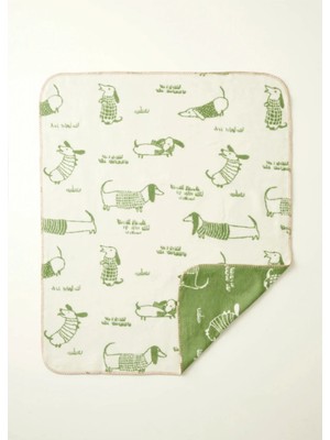 Marvielle Sausage Dog Pamuklu Bebek Battaniyesi Yeşil (100X120 Cm) - Bebek & Çocuk Battaniyesi
