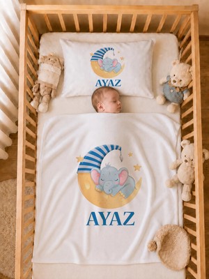 Marvielle Isme Özel Erkek Bebek Battaniye ve Yastık Kılıfı %100 Pamuk Organik Baskılı - Bebek & Çocuk Battaniyesi