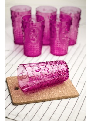 Akrilik Pembe 6'lı Uzun Bardak & Su Meşrubat Bardağı 750 ml ( Büyük Boy & Cam Değildir )