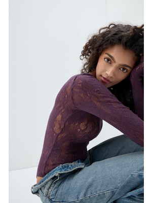 Intimissimi Uzun Kollu Esnek Dantel Bodysuit