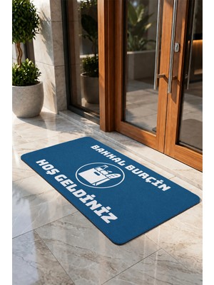 Valerine Life Kapı Önü Paspası 50X90CM Dijital Baskı Kaymaz Kişiye Firmaya Özel Bakkal