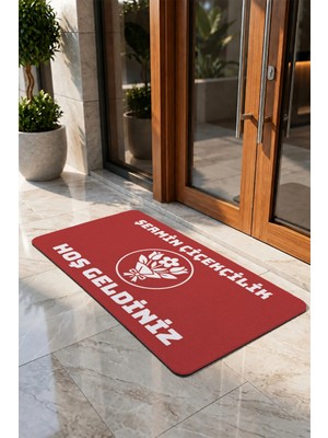 Valerine Life Kapı Önü Paspası 50X90CM Dijital Baskı Kaymaz Kişiye Firmaya Özel Çiçekçilik