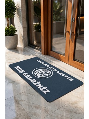 Valerine Life Kapı Önü Paspası 50X90CM Dijital Baskı Kaymaz Kişiye Firmaya Özel Oto Lastikçi