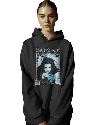 Sevbano Evanescence Rock Metal Müzik Grubu Ön Baskılı Unisex Oversize Premium Hoodie