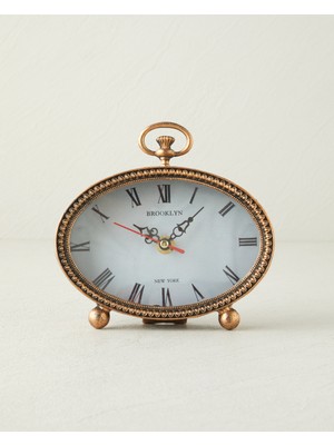 English Home Marsel Metal Masa Saati 16,3X4,5X15,6 cm Bronz