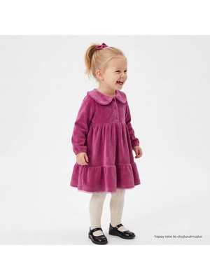 Hellobaby Kız Bebek Elbise Düğmeli Bebe Yaka Long Sleeve