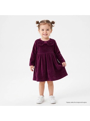 Hellobaby Kız Bebek Elbise Düğmeli Bebe Yaka Long Sleeve