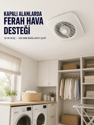 120 mm Dekoratif Aspiratör 16 W 180 M³/h Banyo Mutfak ve Wc Havalandırma Fanı