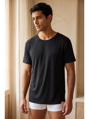 Basic Modal O  Yaka Erkek Tshirt Siyah