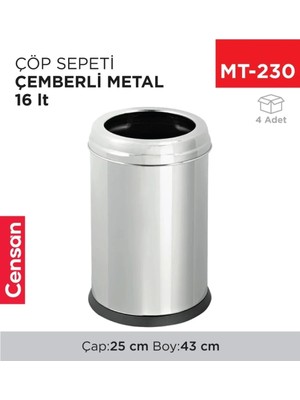 Marvielle Çöp Sepeti Çemberli Metal 16 Lt (3305)(415) - Çöp Kovası