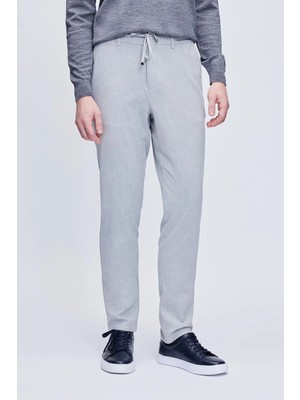 Gri Rahat Kesim Yandan Cepli Jogger Pantolon