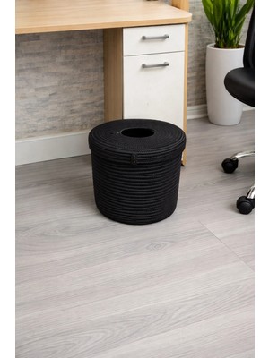 Marvielle ???? Şık Kuru Çöp Sepeti Siyah 25CM*25CM| Yuvarlak Ofis Kuru Çöp Sepeti | Masa - Çöp Kovası