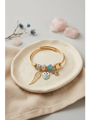 Uslucan Alışveriş Baykuş Model Gold Renk Charmlı Bileklik 5886