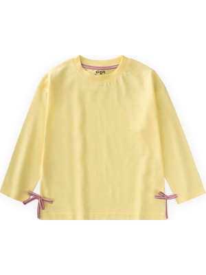 Cigit Yırtmaç Detaylı Mevsimlik T-Shirt 2-10 Yaş Sarı