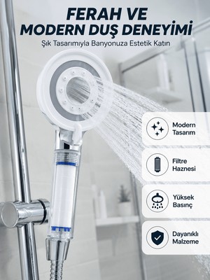 Astraltech Mineral Taşlı Filtreli Duş Başlığı Güçlü Su Basınçlı Banyo Başlığı
