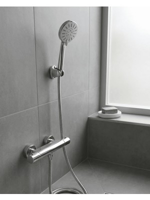 Astraltech Krem Duş Başlığı Seti 4 Kademeli El Duşu Spiral Hortumlu Banyo Seti