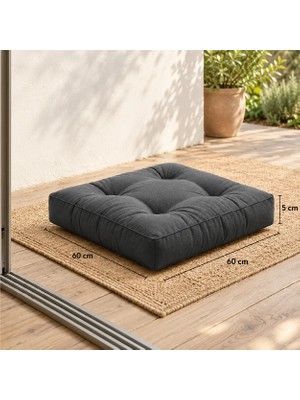 Kapitone Kare Yer Minderi · 60 × 60 × 5 cm | Antrasit | Iç Mekân