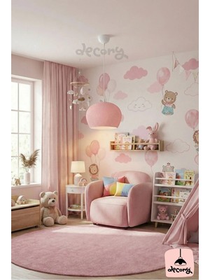 Decory Elysium Pastel Pembe Renk, Çocuk Odası Özel Tasarım Tekli Sarkıt Avize (Bioplastik) E27