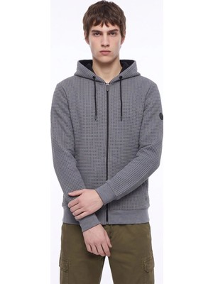 Discovery Expedition D6WM-SWT3772 Gri Kapüşonlu Rahat Jakarlı Erkek Sweatshirt