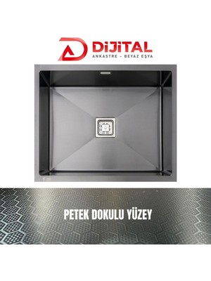 Gl General Neo 50 40X50 Antrasit Petek Dokulu Mutfak Eviyesi 304 Paslanmaz Çelik 1mm