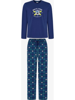 Penti Erkek White Zone Pantolon Uzun Kollu Pijama Takımı