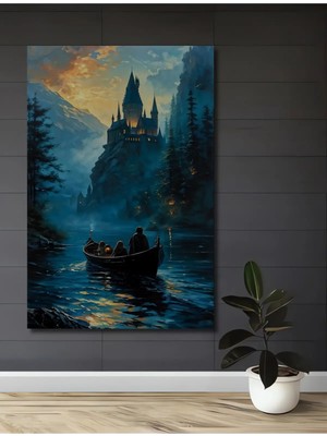 Çetin Kardeşler Çetinkardeşler Hogwarts Macerası Sulu Boya Görünümlü Ahşap Dekoratif Duvar Tablosu Çocuk Genç Odası Hediyelik