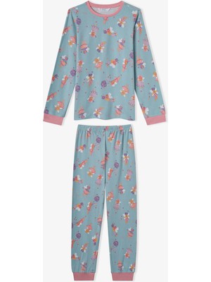 Penti Kız Çocuk Mint Fairy Bloom Uzun Kollu Pijama Takımı