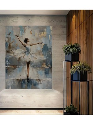 Çetin Kardeşler Çetinkardeşler Bale Dansçısı Soyut Sanat Yağlı Boya Görünümlü Ahşap Dekoratif Duvar Tablosu Modern Salon Ev Dekoru