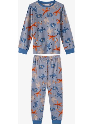 Penti Erkek Çocuk Mavi Mystic Dragons Uzun Kollu Pijama Takımı