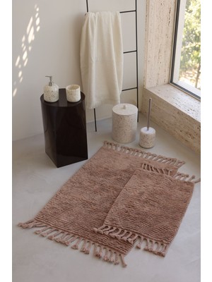 İrya Belina 2'li Takım Bambu Banyo Paspası 40X60+60X90 cm Karamel