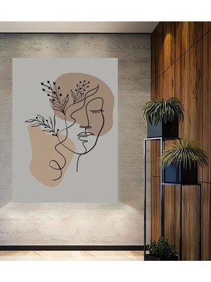 Çetin Kardeşler Çetinkardeşler Modern Soyut Çizim Kadın Figürü Sulu Boya Görünümlü Ahşap Dekoratif Duvar Tablosu Salon Ev Dekoru