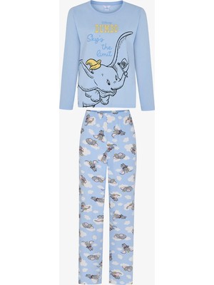 Penti Mavi Sky's The Limit Dumbo Desenli Pantolon Uzun Kollu Pijama Takımı