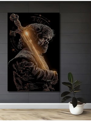 Çetin Kardeşler Çetinkardeşler Ejderha Tahtı Tyrion Lannister Yağlı Boya Görünümlü Soyut Sanat Ahşap Dekoratif Duvar Tablosu
