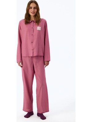 Penti Gül Kurusu Rosy Uzun Kollu Gömlek Pantolon Pijama Takımı