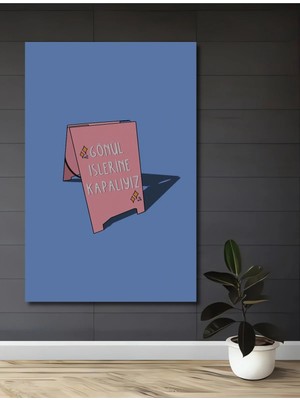 Çetin Kardeşler Çetinkardeşler Gönül Işlerine Kapalıyız Retro Ahşap Dekoratif Duvar Tablosu Motivasyon Sözü Ofis Ev Dekoru