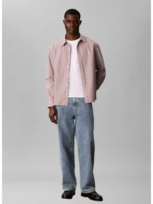 Calvin Klein Jeans Gri Erkek Çizgili Gömlek LV04RH104G1SJ Ls Yd Strıpe Washed