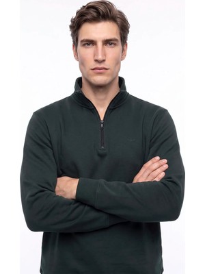 Dockers D2620135826_HALF Zip Sweatshirt Koyu Yeşil Erkek Dik Yaka Regular Fit Sweatshirt