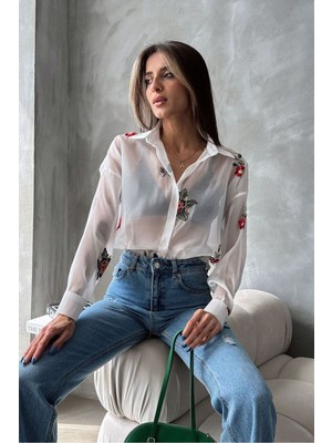 Very Moda Nakışlı Organze Gömlek  | F1690