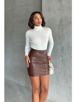 Very Moda Fermuarlı Deri Etek | F0125
