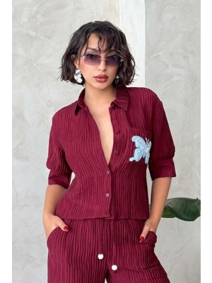 Very Moda Kelebek Detaylı Plise Gömlek | D2782
