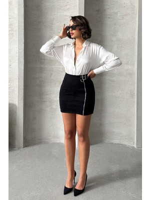 Very Moda Süet Fermuarlı Etek | F0121