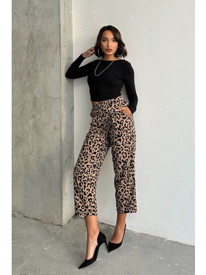 Very Moda Leopar Desenli Pantolon | F1788