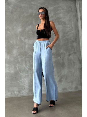 Very Moda Nakışlı Keten Boru Paça Pantolon | F1675