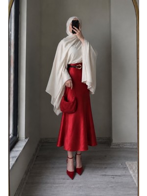 Very Moda Kraşlı Saten Etek | F1915
