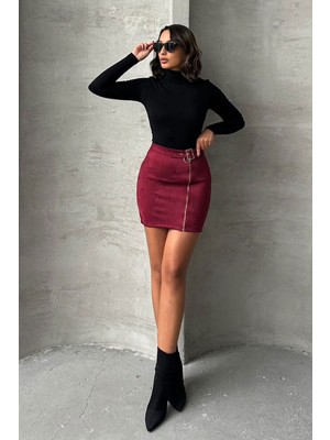 Very Moda Süet Fermuarlı Etek | F0121